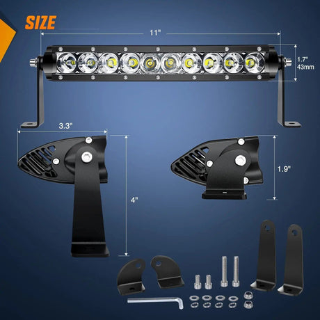 LED Light Bar 11" 50W 5200LM Slim Flood Led Light Bars (Pair)