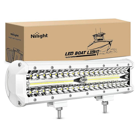 12 Inch 300W Spot Flood Combo White Case Led Light Bar Nilight