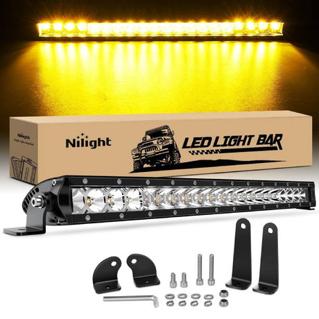 21 Inch 100W 6200LM Amber Slim Spot Flood Led Light Bar | 2 Style Mounts Nilight