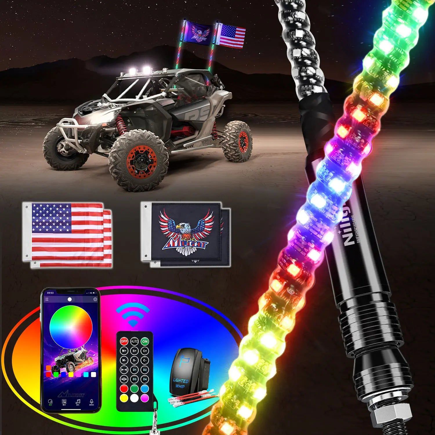 2Pcs-3FT-Spiral-Antenna-Bluetooth-Remote-App-Control-Led-Whip-Light-_-10FT-Wire-5Pin-Switch-Nilight-122969070