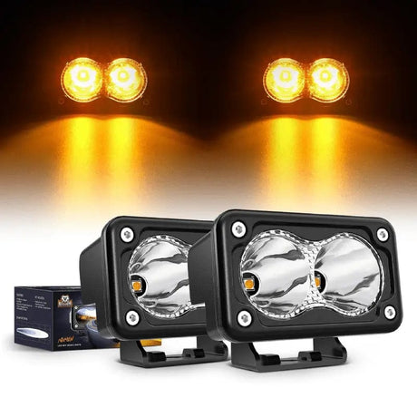 3 Inch 10W 2360LM Amber Spot Built-in EMC LED Work Lights (Pair) Nilight