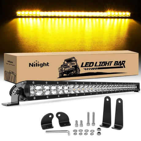 31 Inch 150W 9300LM Amber Slim Spot Flood Led Light Bar | 2 Style Mounts Nilight