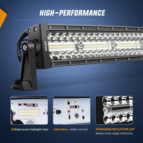 33 Inch 256LED Chips Triple Row Curved Spot Flood LED Light Bar Nilight