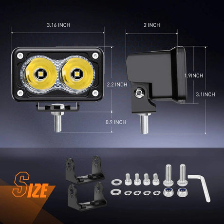 LED Work Light 3" 10W 1300LM Spot Built-in EMC LED Work Lights (Pair)