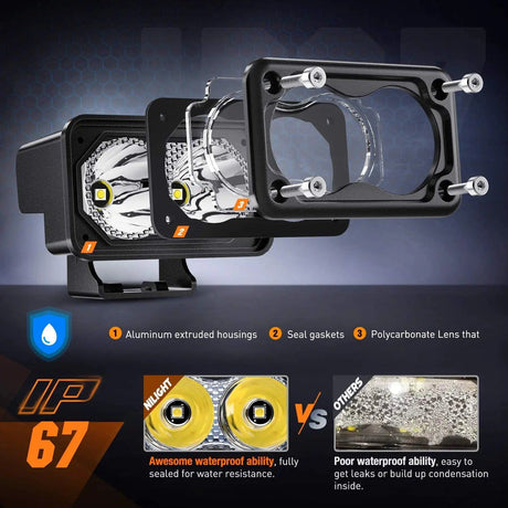 LED Work Light 3" 10W 1300LM Spot Built-in EMC LED Work Lights (Pair)