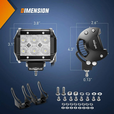 LED Light Bar 4" 18W 1260LM Flood Led Pods (Pair)