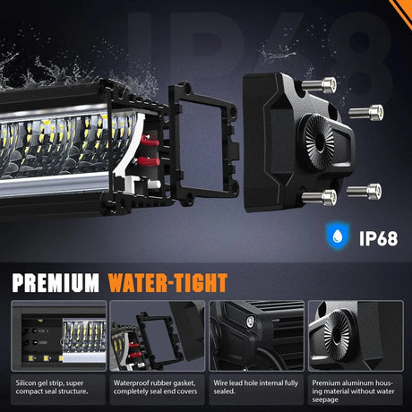 50.5 Inch 210W 21260LM Slim Anti-Glare DRL Spot Flood LED Light Bar | 14AWG DT Wire Nilight