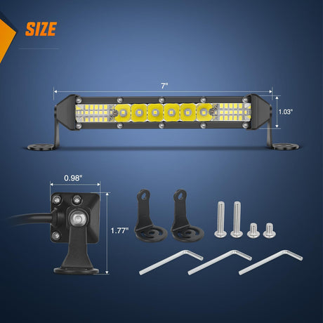 LED Light Bar 7Inch 48W 16LED Single Row Ultra-Slim Spot Flood LED Light Bars