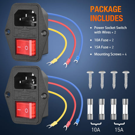 10A 250V AC Power Socket Inlet Nilight Led Light