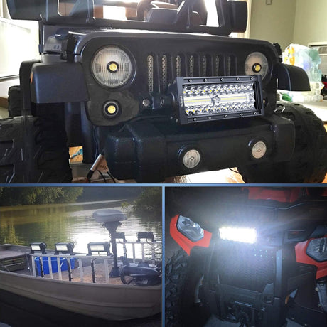 9.5 Inch 192W Triple Row 64LEDs Spot Flood LED Light Bar Nilight