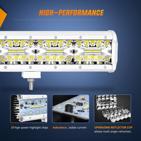 20 Inch 420W Spot Flood Combo White Case Led Light Bar Nilight