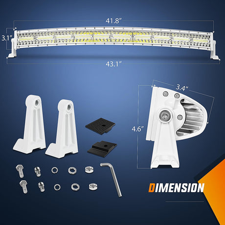 42 Inch 320Leds Spot Flood Combo White Case Led Light Bar Nilight