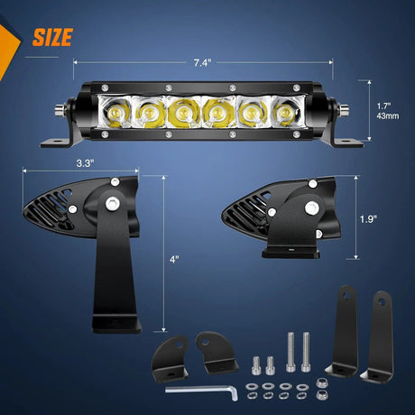 LED Light Bar 7" 30W 3600LM Slim Spot LED Light Bars (Pair)