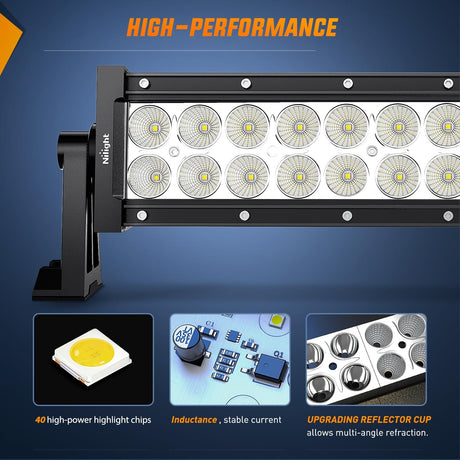 LED Light Bar 52" 300W Double Row Curved Spot/Flood LED Light Bar | 12AWG Wire 5Pin Switch