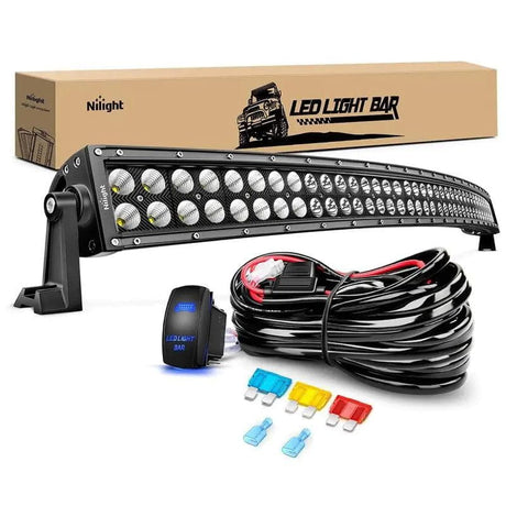 Light Bar Wiring Kit 54" 312W Double Row Curved Black Spot/Flood LED Light Bar | 14AWG Wire 5Pin Switch