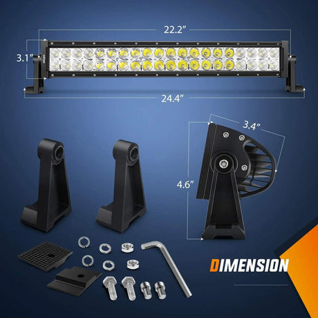 Light Bar Wiring Kit 22" 120W Double Row Spot/Flood LED Light Bar | 16AWG Wire 3Pin Switch