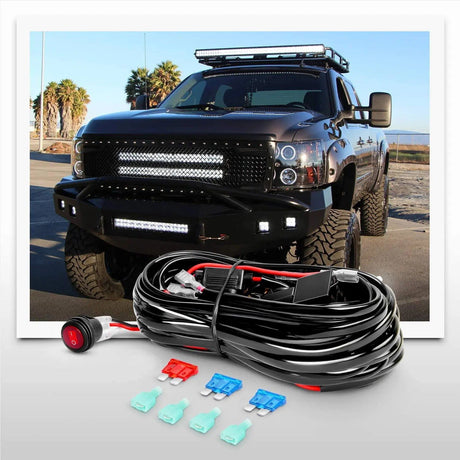 Light Bundle 22" 480W Triple Row Spot/Flood LED Light Bar | 2Pcs 4" 60W LED Pods | 12FT Wire 3Pin Switch 3 Leads