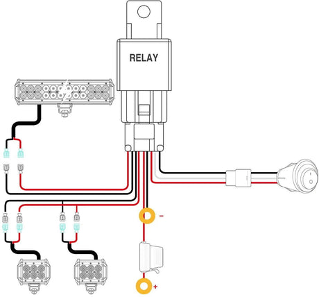 Light Bar Wiring Kit 12" 72W Double Row Spot/Flood Led Light Bar | 4" 18W Flood LED Pods (Pair) | 10FT Wire 3Pin Switch