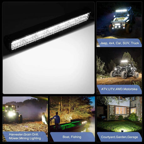 Light Bundle 20" 420W Triple Row Spot/Flood Led Light Bar | 4Pcs 4" 60W Triple Row Combo Light Pods