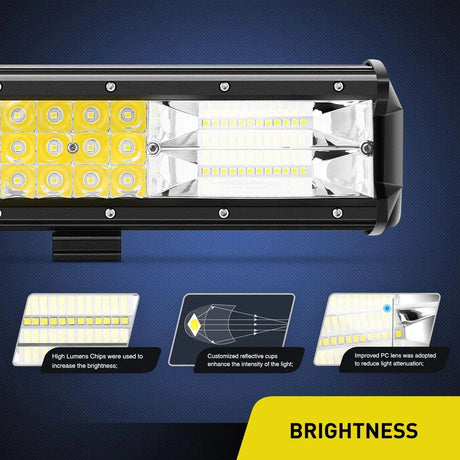 LED Light Bar 12" 180W 18000LM Triple Row Spot/Flood LED Light Bar (Pair)