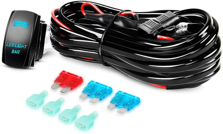 Light Bar Wiring Kit 20" 126W Double Row Spot/Flood Led Light Bar Kit | 12FT Wire