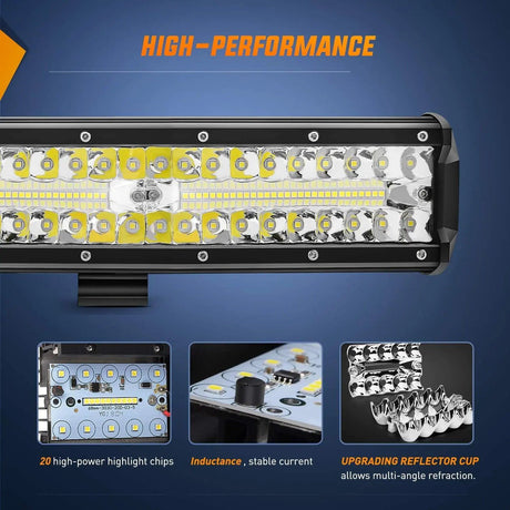 Light Bar Wiring Kit 12" 300W Triple Row Spot/Flood Led Light Bar Kit | 4" 60W Led Pods (Pair)