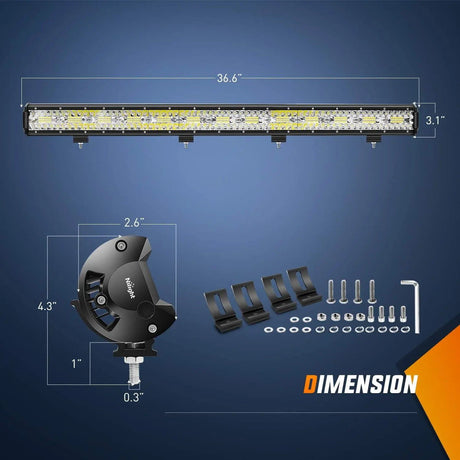 LED Light Bar 37" 780W 78000LM Triple Row Spot/Flood LED Light Bar