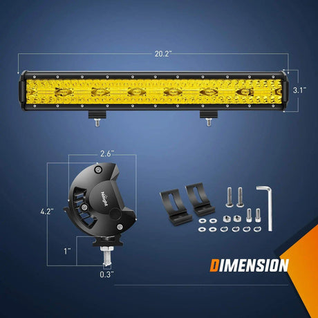 LED Light Bar 20" 420W 42000LM Triple Row Amber Spot/Flood LED Light Bar