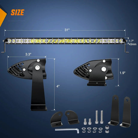 LED Light Bar 31" 150W 14500LM Slim Spot/Flood Led Light Bar