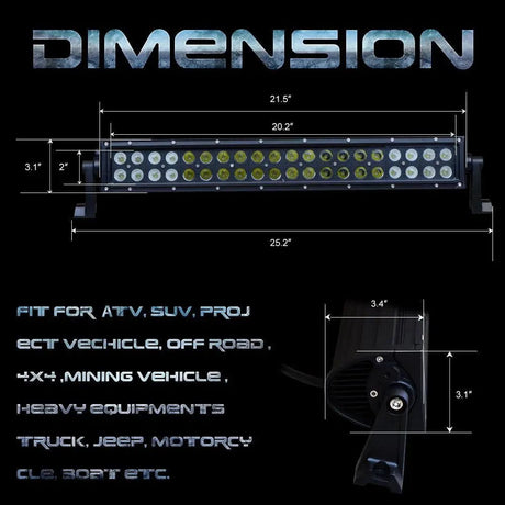 LED Light Bar 22" 120W Double Row Black Spot/Flood LED Light Bar