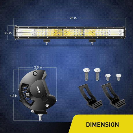 LED Light Bar 26" 297W 29700LM Triple Row Spot/Flood LED Light Bar