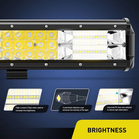 LED Light Bar 15" 216W 21600LM Triple Row Spot/Flood Led Light Bar