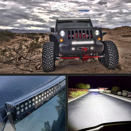 LED Light Bar 32" 180W Double Row Black Curved Spot/Flood LED Light Bar