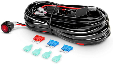 Light Bar Wiring Kit 20" 126W Double Row Spot/Flood Led Light Bars | 2Pcs 4" 18W Spot Light Pods | 16AWG Wire 3Pin Switch