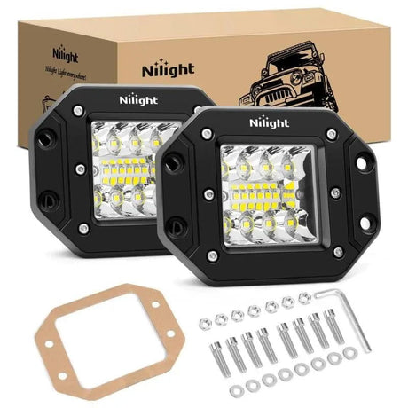 LED Work Light 4.8" 42W Flush Mount Spot/Flood Led Work Lights (Pair)