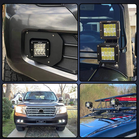 LED Light Bar 3" 42W Upgraded Triple Row Spot/Flood Square LED Pods (Pair)