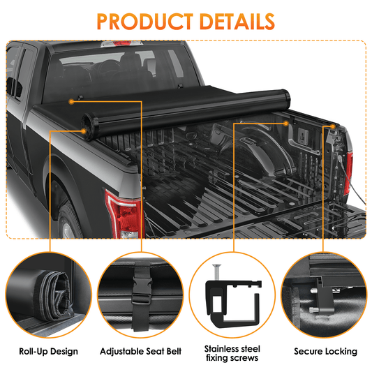 6ft Soft Roll Up Truck Bed Cover for 2019-2024 Ford Ranger Nilight