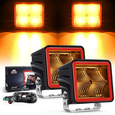 3 Inch 20W 1240LM Amber DRL Spot Cube LED Pods (Pair) | 16AWG DT Wire Nilight