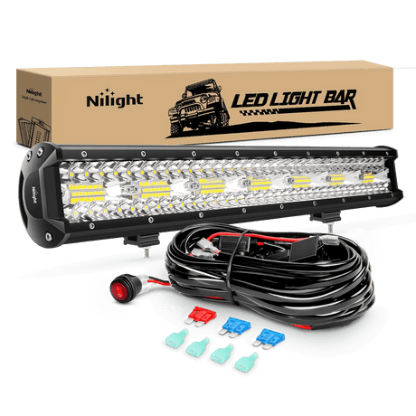 LED Light Bar 20" 420W 42000LM Triple Row Spot/Flood LED Light Bar | 16AWG Wire 3Pin Switch